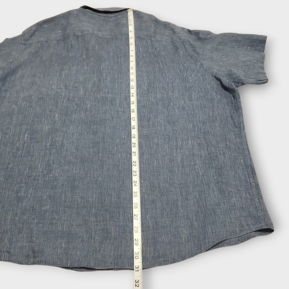 UNTUCKit Canon Linen Shirt Blue Stripe Short Sleeve Relaxed Fit Mens XXL - Picture 10 of 10